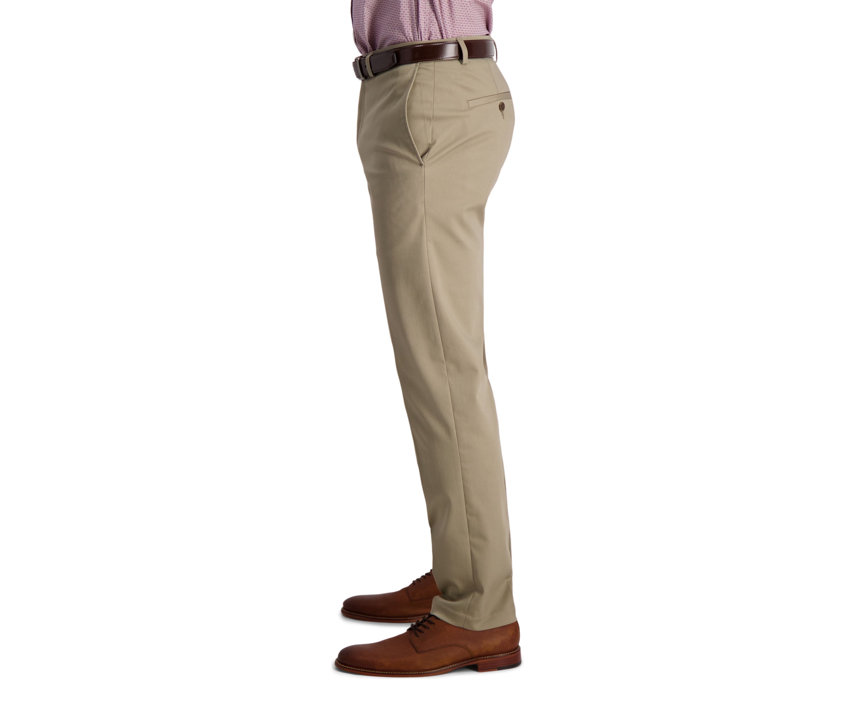 Mens Iron Free Premium Khaki Straight Fit Flat Front Hidden Comfort Waistband Casual Pants
