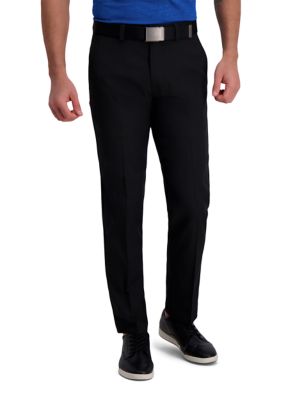 Haggar Men's Cool Right Performance Flex Solid Straight Fit Flat Front Pants, Black, 42 x 29
