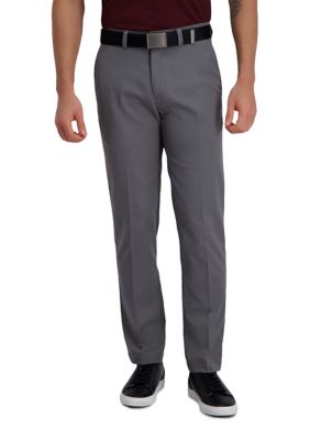 Haggar Men's Cool Right Performance Flex Solid Straight Fit Flat Front Pants, Grey, 40 x 29