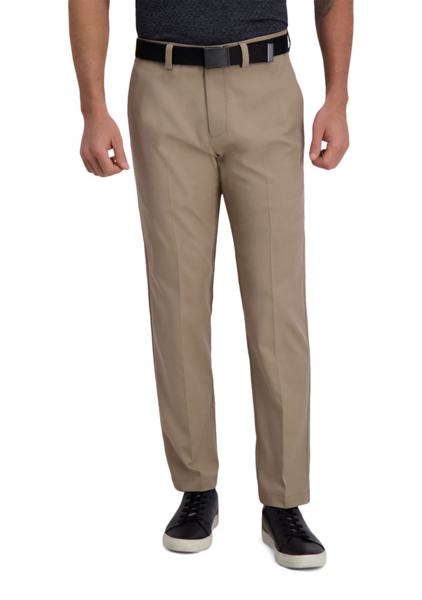 Mens Cool Right Performance Flex Solid Straight Fit Flat Front Pants
