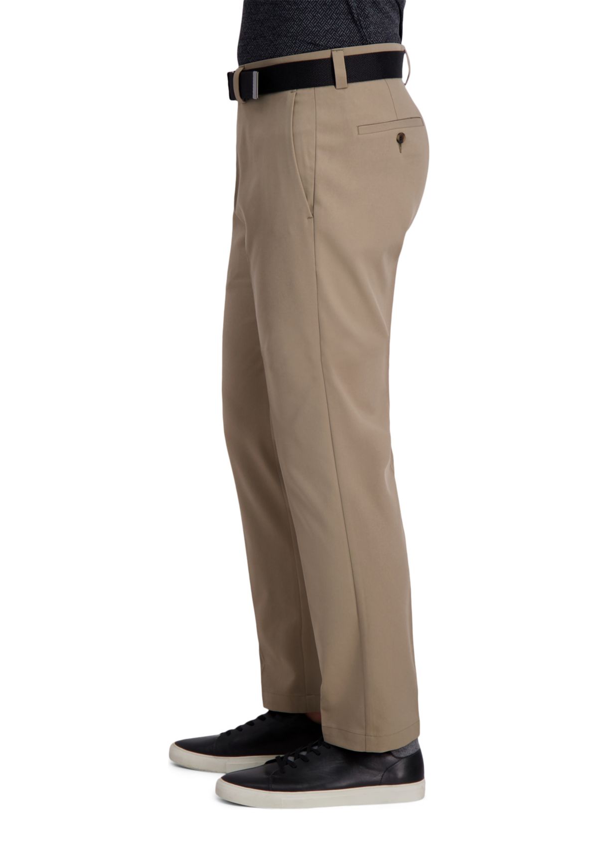 Mens Cool Right Performance Flex Solid Straight Fit Flat Front Pants