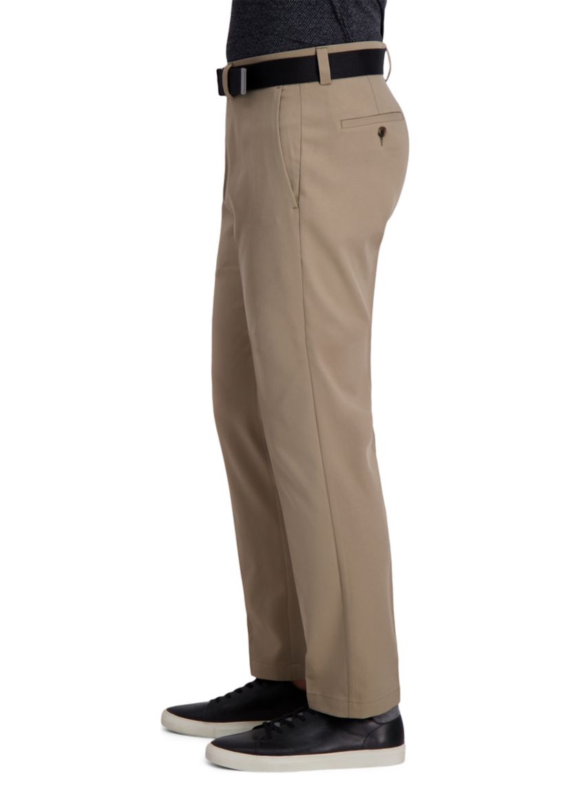 Mens Cool Right Performance Flex Solid Straight Fit Flat Front Pants