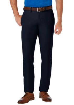 Haggar Men's Slim Fit Premium Flex Waistband Flat Front Pants, Navy Blue, 30 x 32