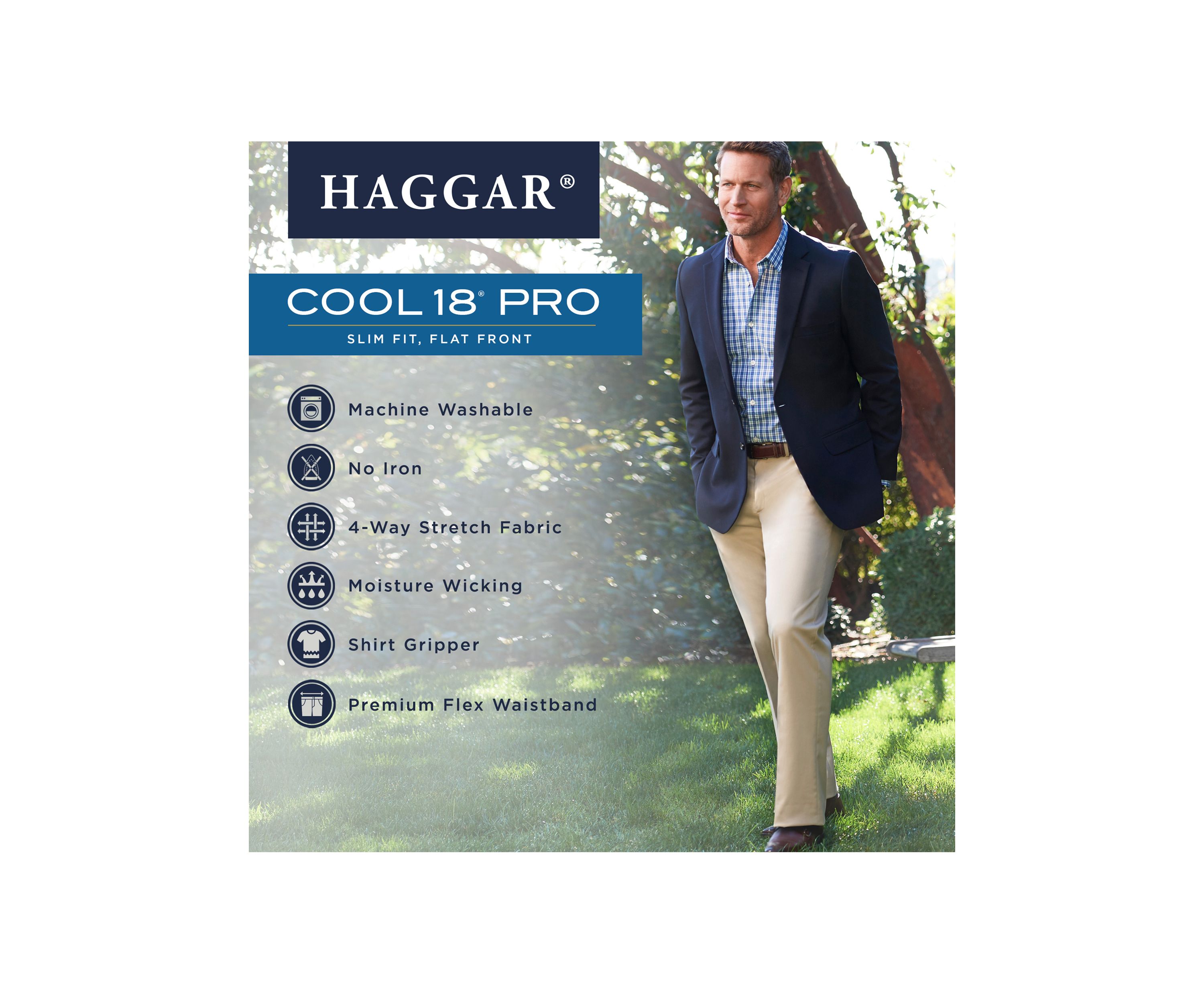 Slim Fit Premium Flex Waistband Flat Front Pants