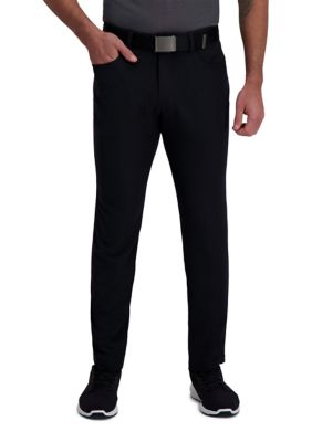 Haggar Men's The Active Series Slim Fit Flat Front 5-Pocket Tech Pants, Black, 36 x 32