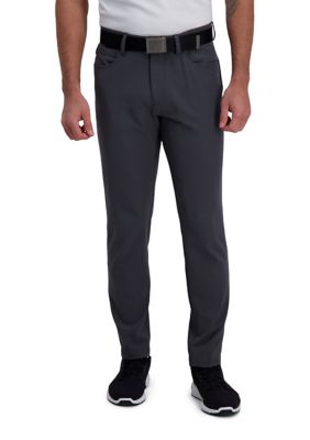 Haggar Men's The Active Series Slim Fit Flat Front 5-Pocket Tech Pants, Gray, 38 x 30