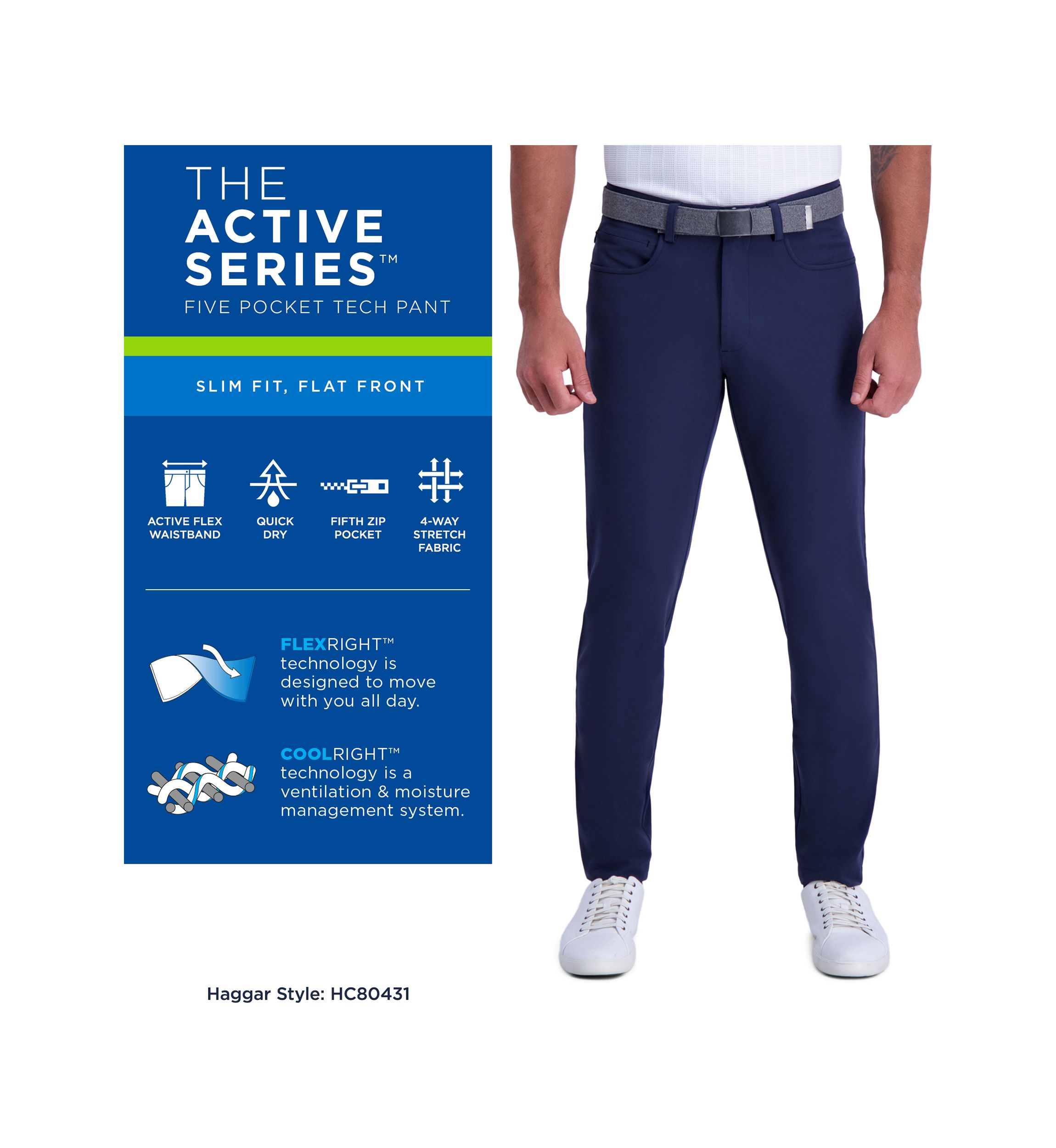 The Active Series Slim Fit Flat Front 5-Pocket Tech Pants