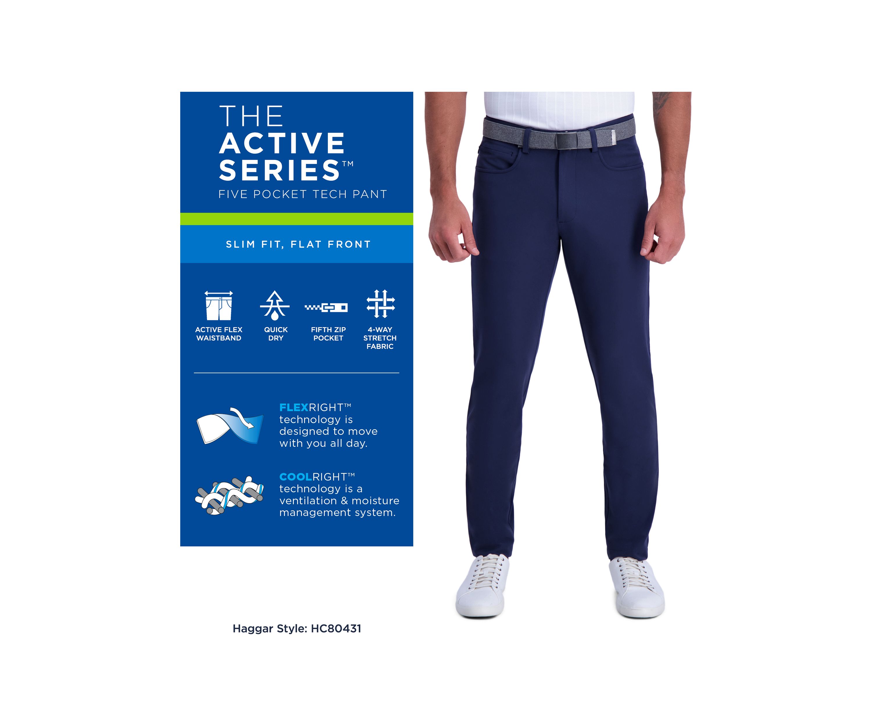 The Active Series Slim Fit Flat Front 5-Pocket Tech Pants