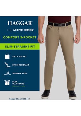 The Active Series City Flex Traveler Slim Fit Flat Front 5-Pocket Casual Pants (Dull Shine)
