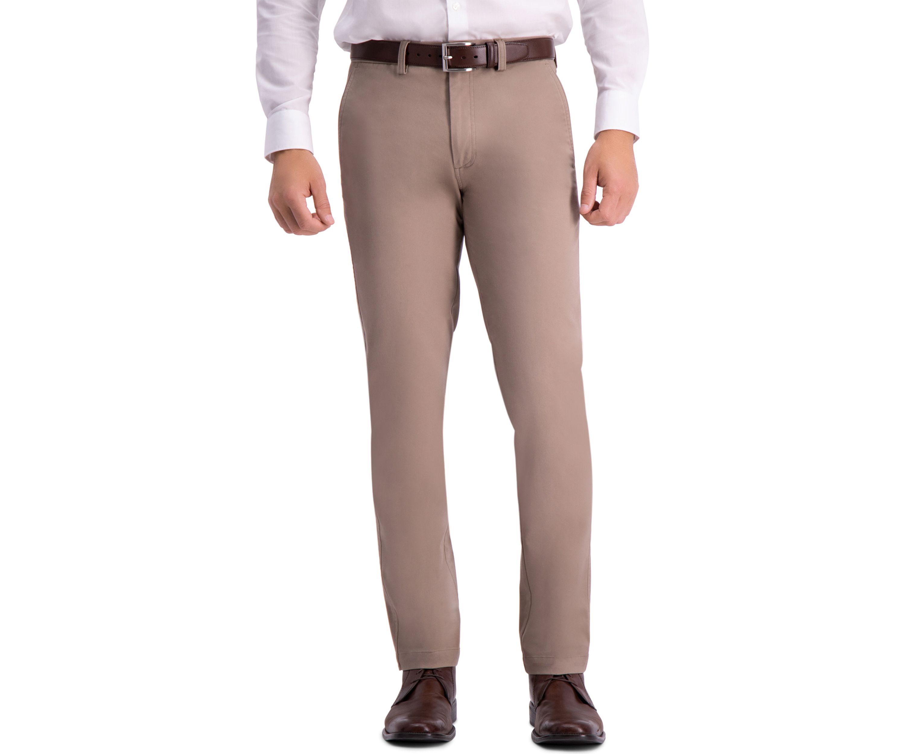 Mens Premium Comfort Slim Fit Flat Front Khaki Pants