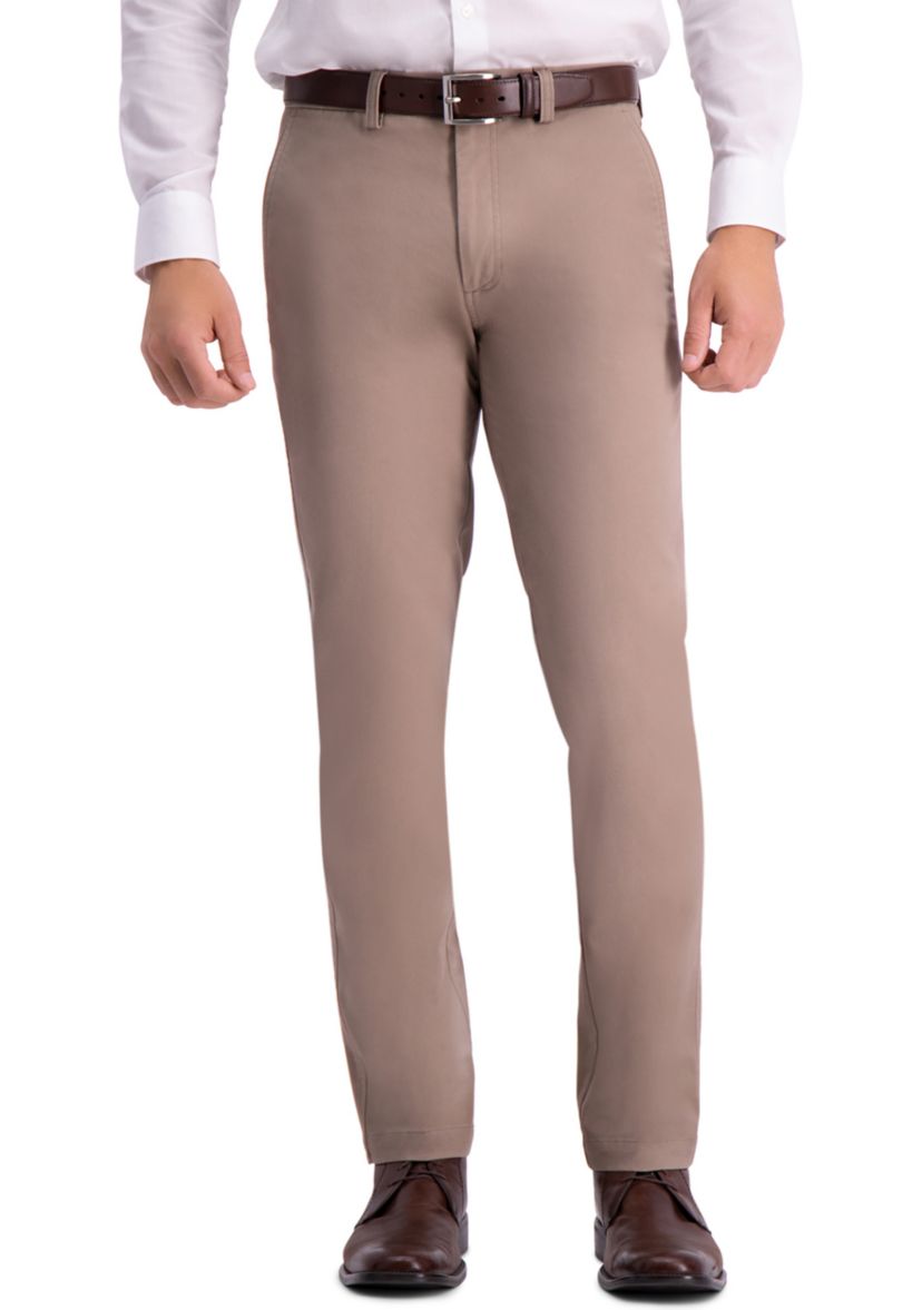 Mens Premium Comfort Slim Fit Flat Front Khaki Pants