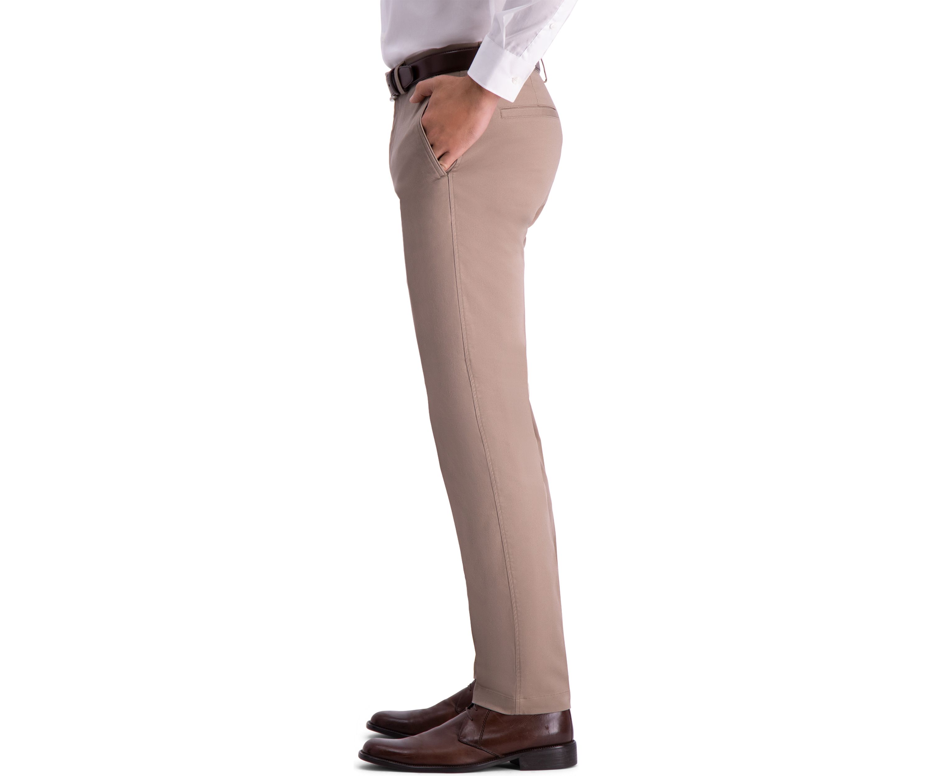 Mens Premium Comfort Slim Fit Flat Front Khaki Pants
