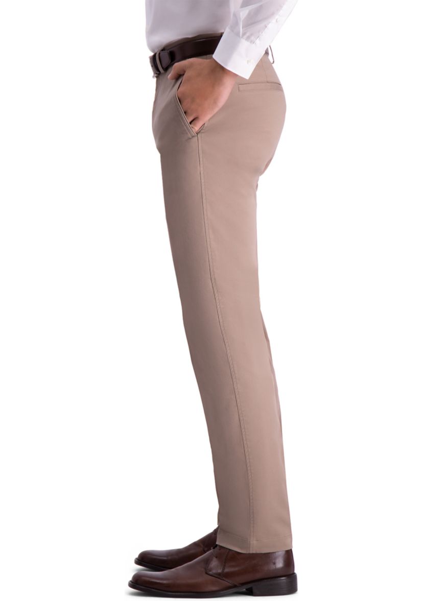 Mens Premium Comfort Slim Fit Flat Front Khaki Pants
