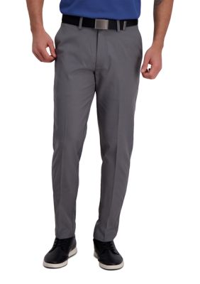 Haggar Men's Cool Right Performance Flex Solid Slim Fit Flat Front Pants, Grey, 36 x 29