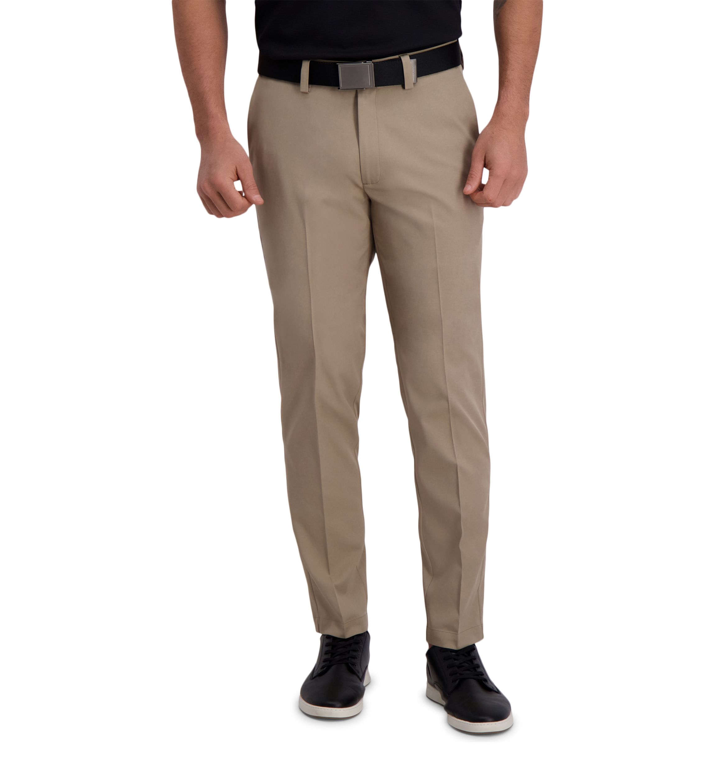 Mens Cool Right Performance Flex Solid Slim Fit Flat Front Pants