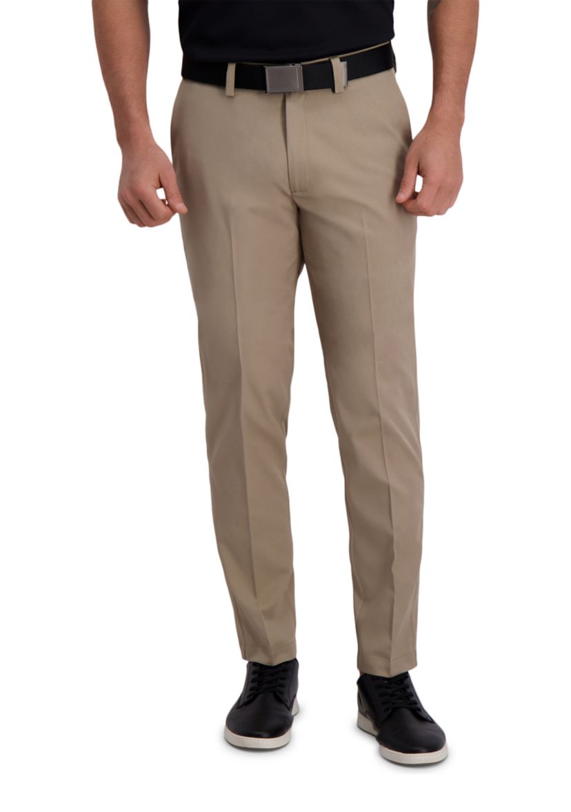 Mens Cool Right Performance Flex Solid Slim Fit Flat Front Pants