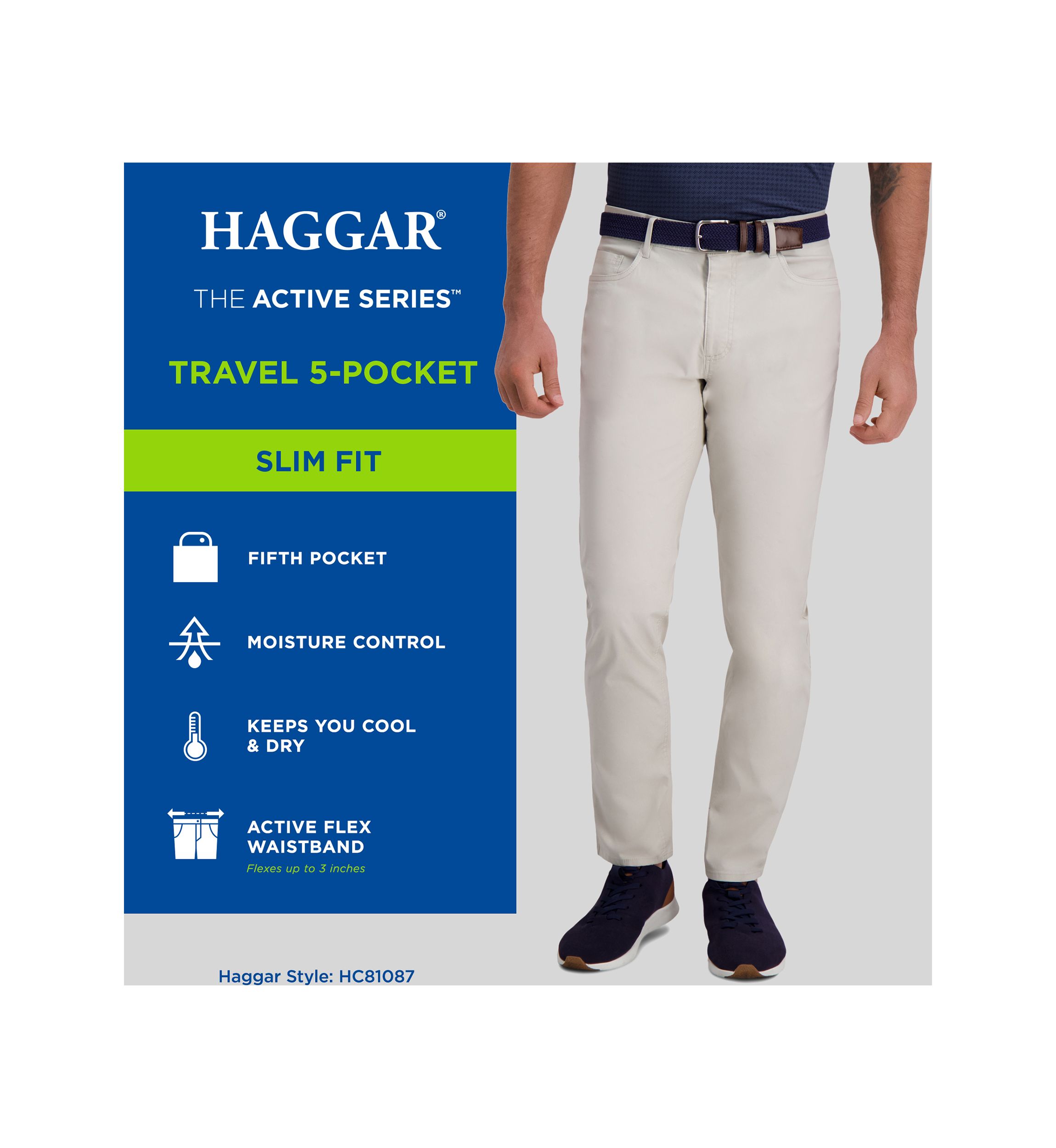 Cool Right Performance Flex Slim Fit Flat Front Pant