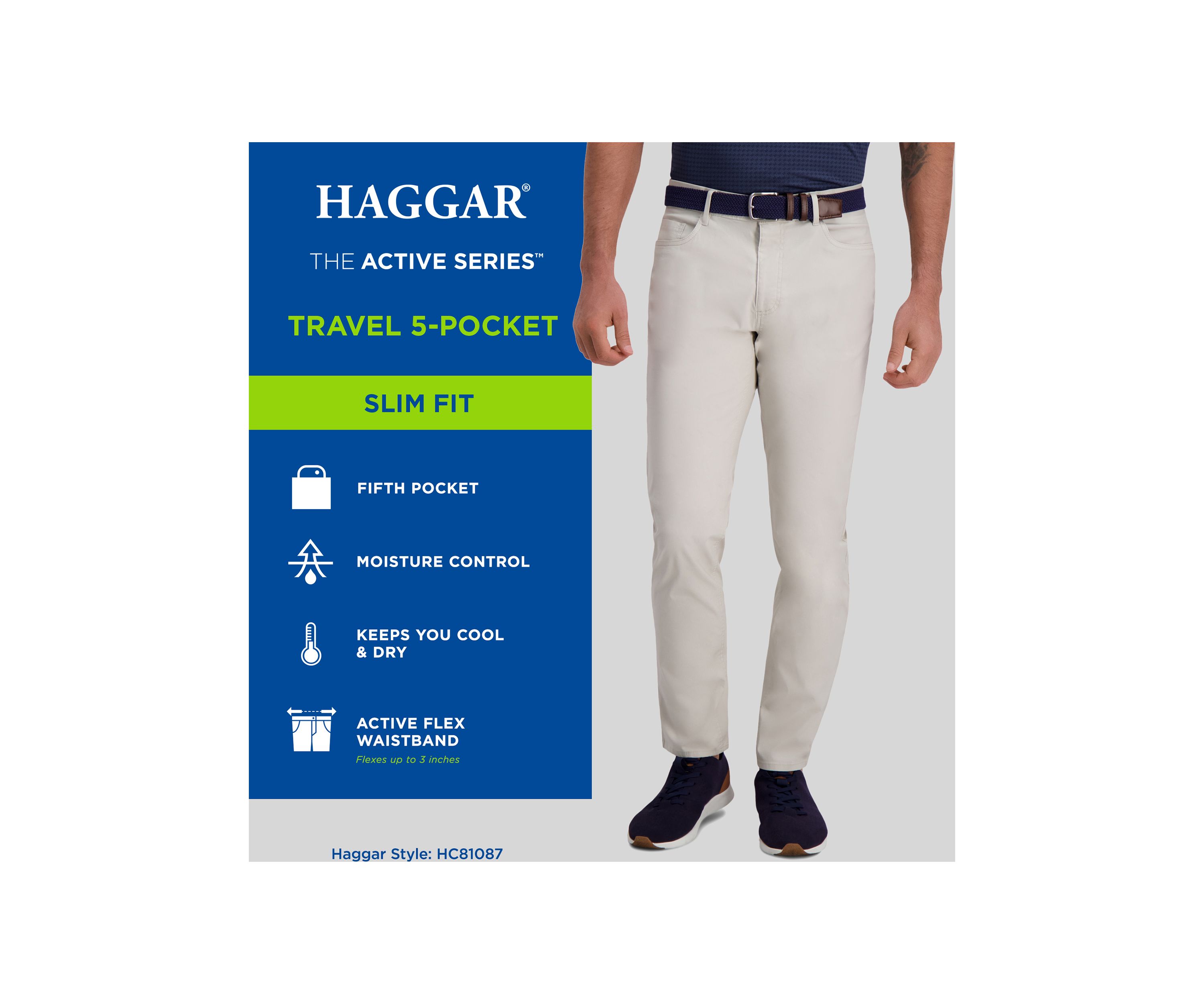 Cool Right Performance Flex Slim Fit Flat Front Pant