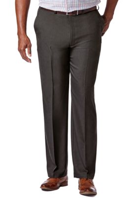 Haggar Men's Big & Tall Cool 18 PRO Classic Fit Flat Front Pants, Grey, 50 x 29