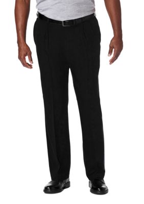 Haggar Men's Big & Tall Cool 18 PRO Classic Fit Pleated Pants, Black, 48 x 36