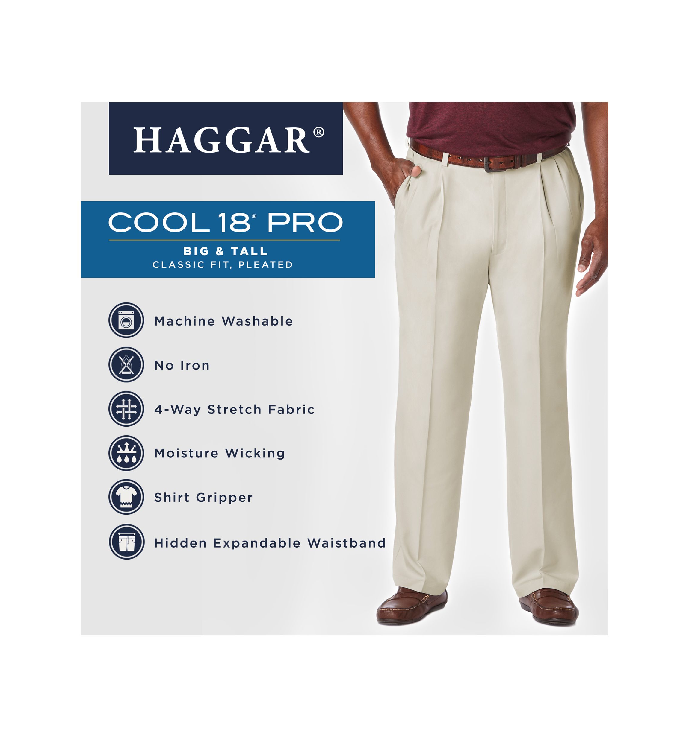 Big & Tall Cool 18 PRO Classic Fit Pleat Pants