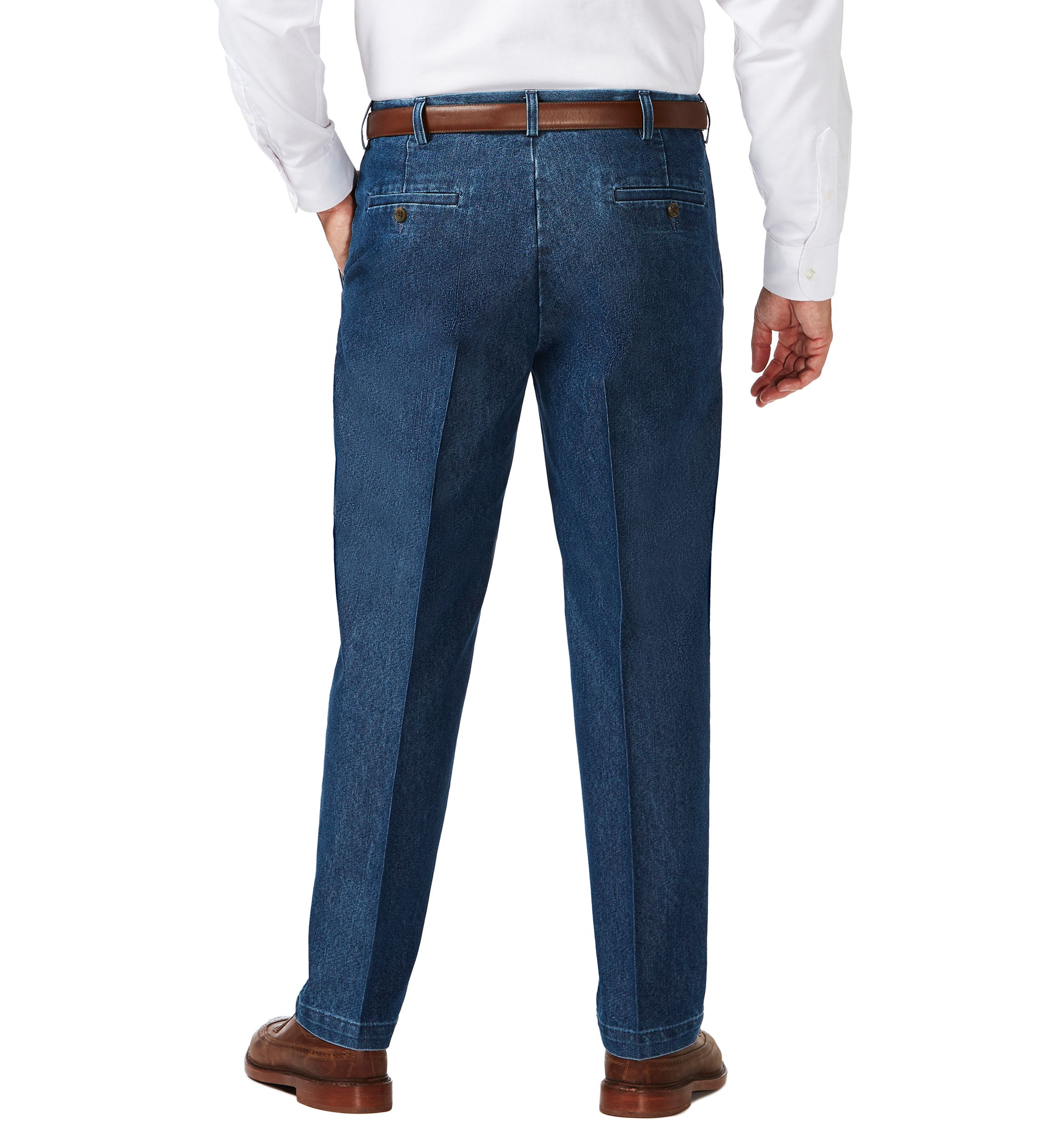 Big & Tall Stretch Denim Classic Fit Flat Front Pants