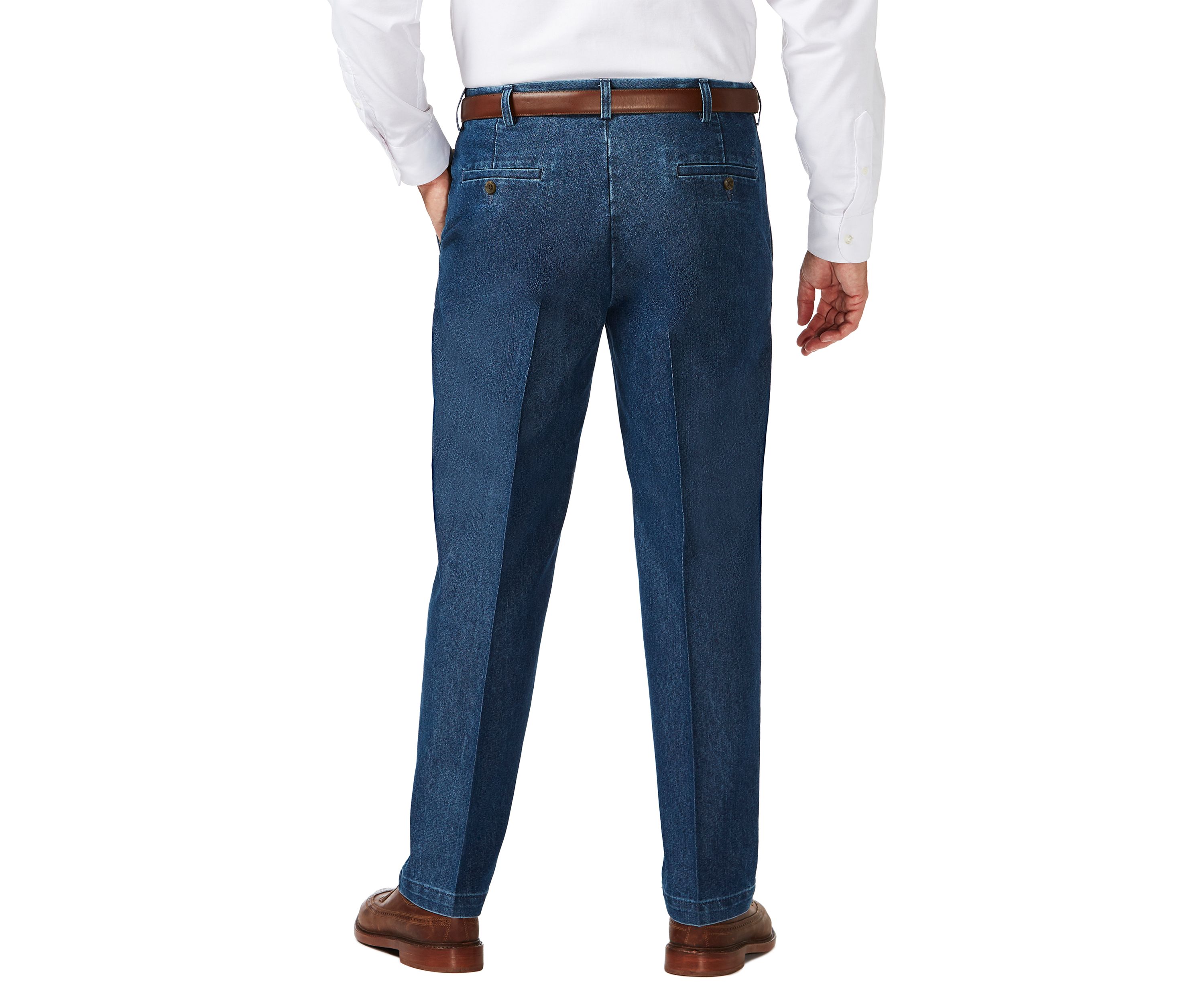 Big & Tall Stretch Denim Classic Fit Flat Front Pants