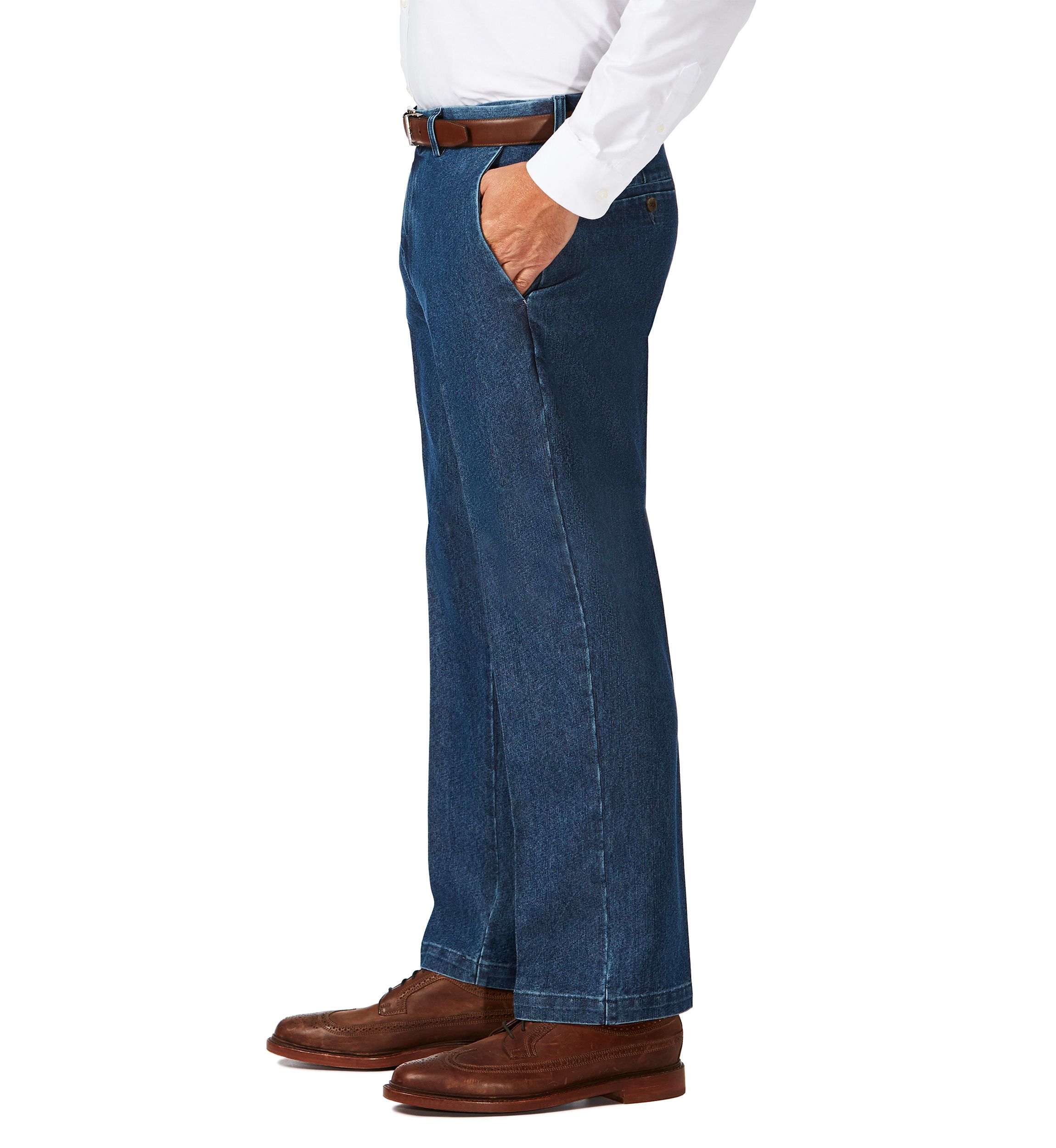 Big & Tall Stretch Denim Classic Fit Flat Front Pants
