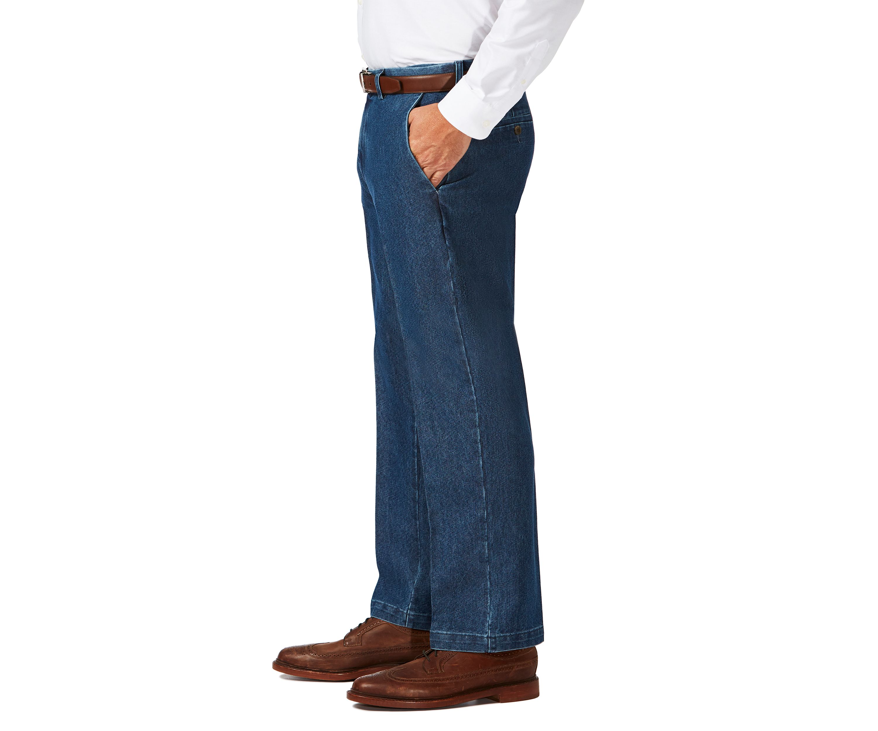 Big & Tall Stretch Denim Classic Fit Flat Front Pants