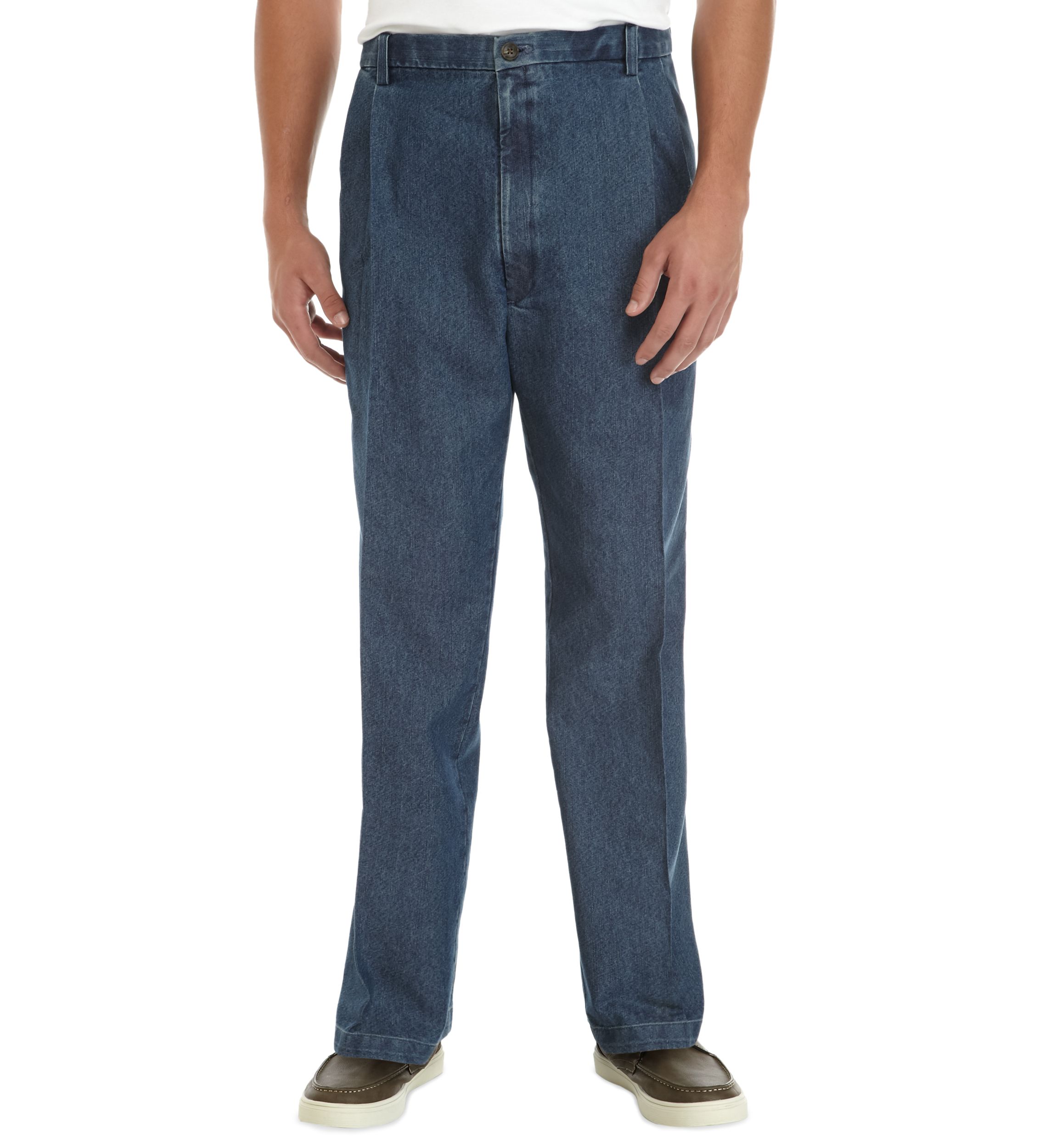 Big & Tall Stretch Denim Classic Fit Pleated Pants