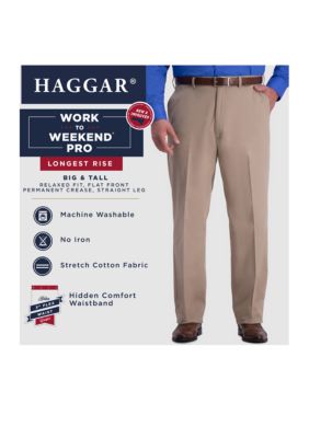 Haggar Big & Tall Work To Weekend PRO Relaxed Fit Flat Front Casual Pants