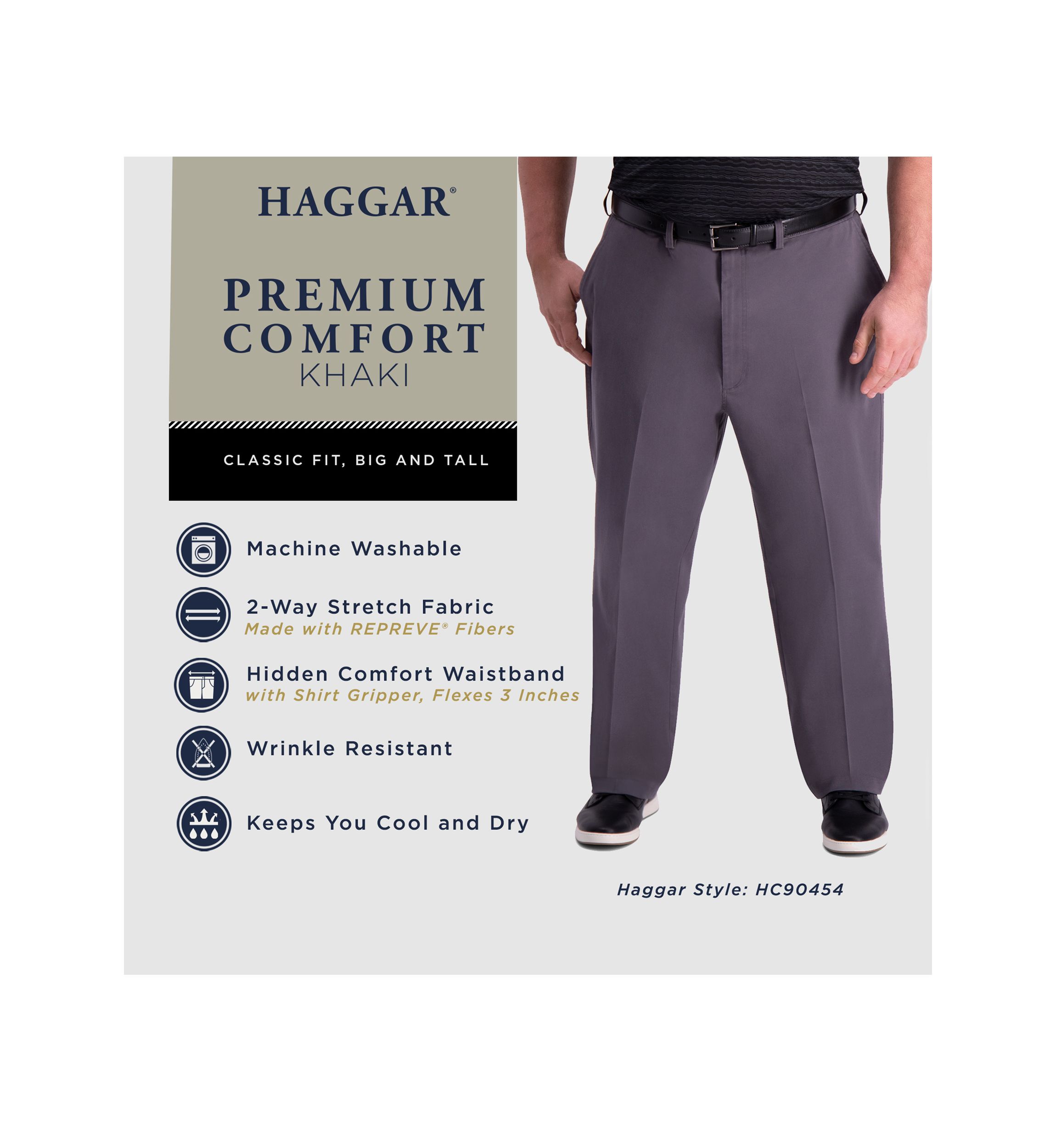 Big & Tall Premium Comfort Classic Fit Flat Front Khaki Pants