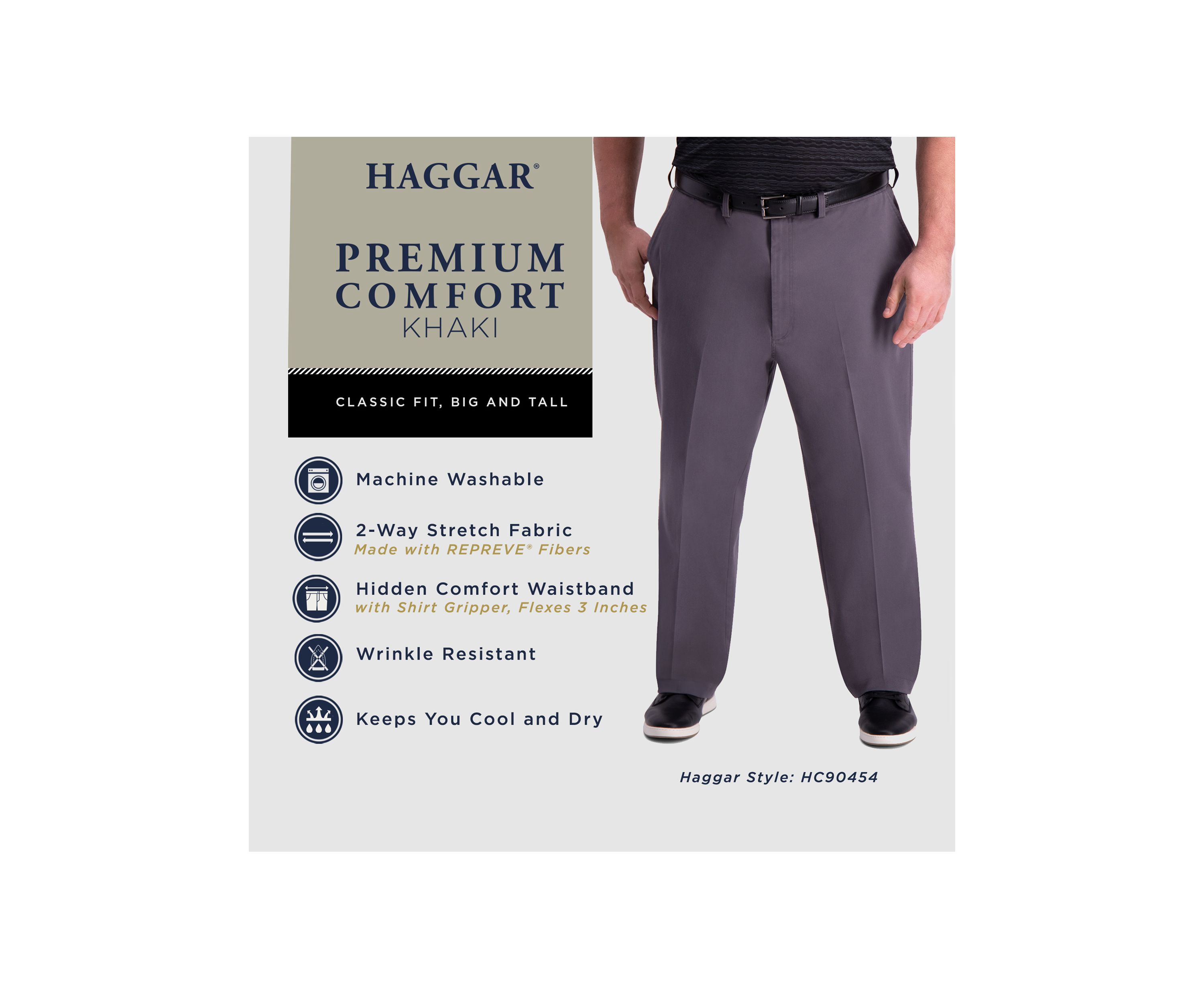 Big & Tall Premium Comfort Classic Fit Flat Front Khaki Pants