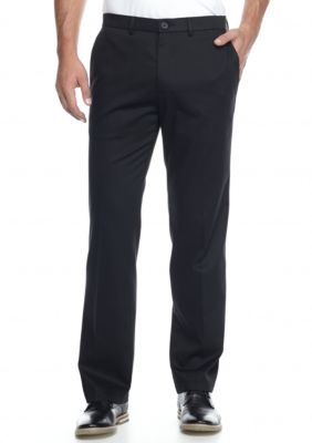 Haggar Men's Big & Tall Premium No Iron Classic Fit Flat Front Pants, Black, 50 x 32