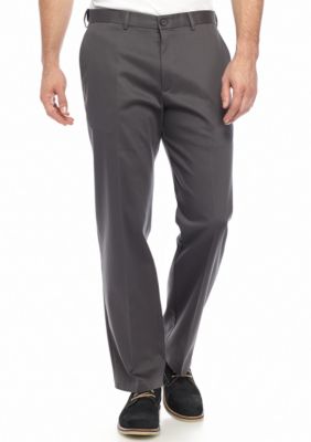 Haggar Men's Big & Tall Premium No Iron Classic Fit Flat Front Pants, Grey, 44 x 30