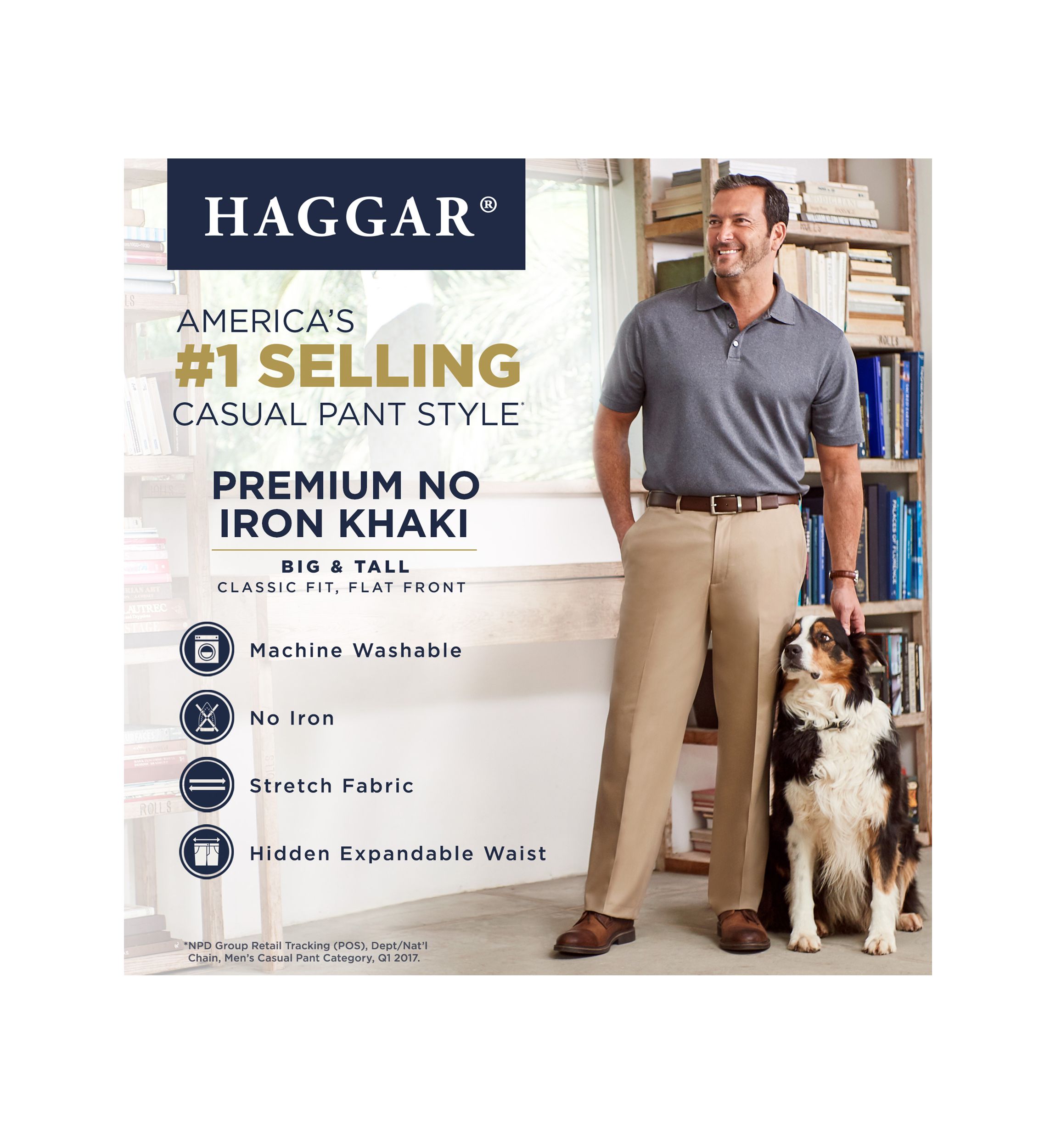 Big & Tall Premium No Iron Classic Fit Flat Front Pants