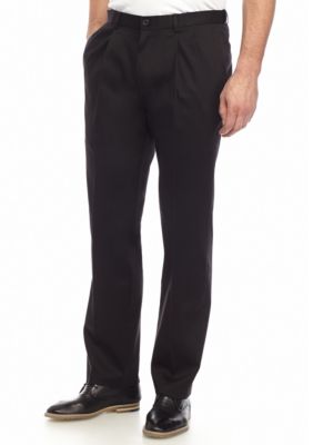 Haggar Men's Big & Tall Premium No Iron Classic Fit Pleat Front Khaki Pants, Black, 50 x 29