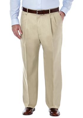 Haggar Men's Big & Tall Premium No Iron Classic Fit Pleat Front Khaki Pants, 46 x 32