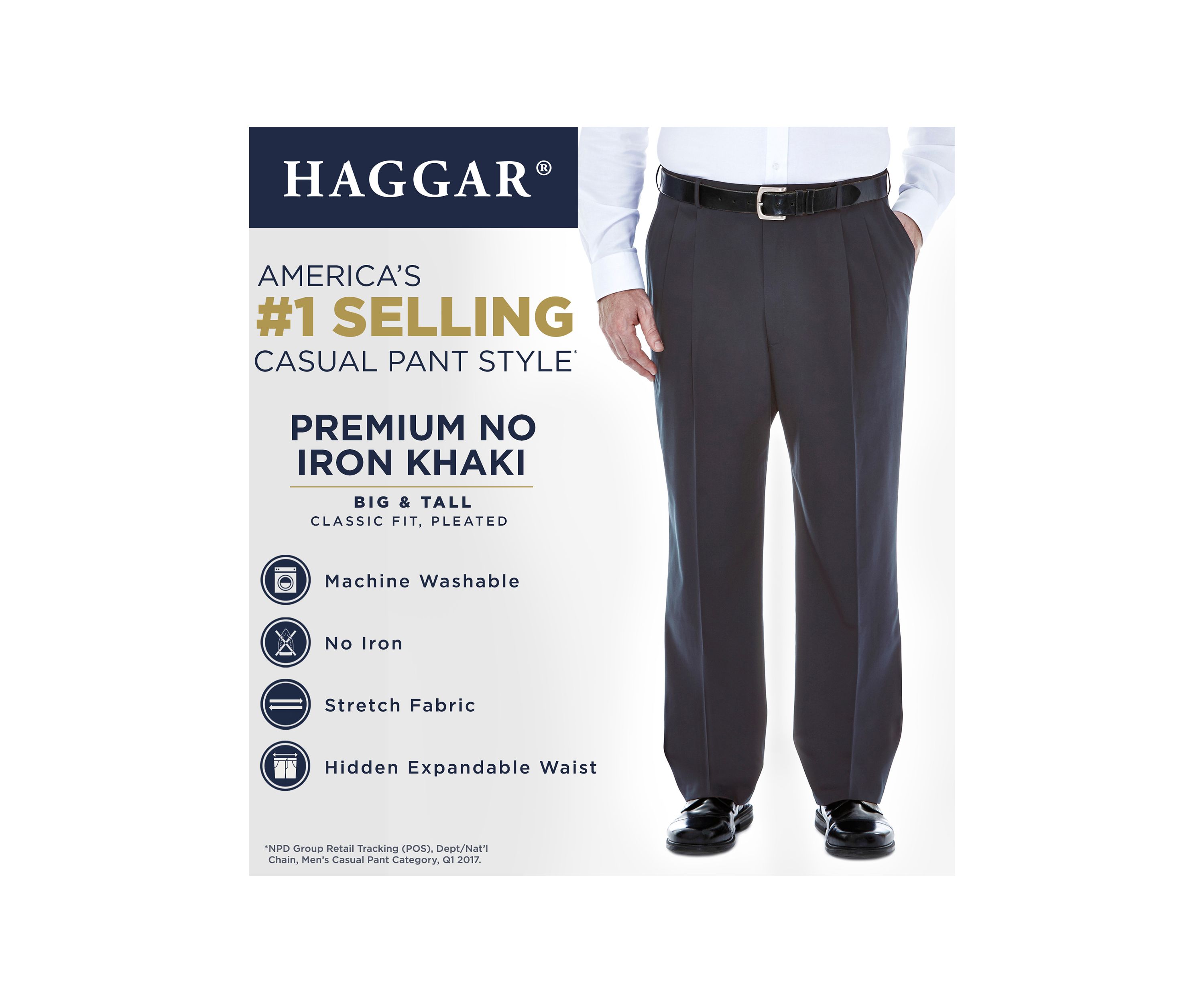 Big & Tall Premium No Iron Classic Fit Pleat Front Khaki Pants