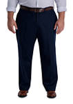 Big & Tall Iron Free Premium Khaki Classic-Fit Flat Front Hidden Comfort Waistband Casual Pants 
