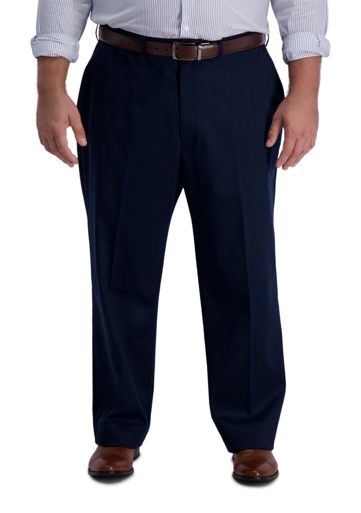 Big & Tall Iron Free Premium Khaki Classic Fit Flat Front Pants