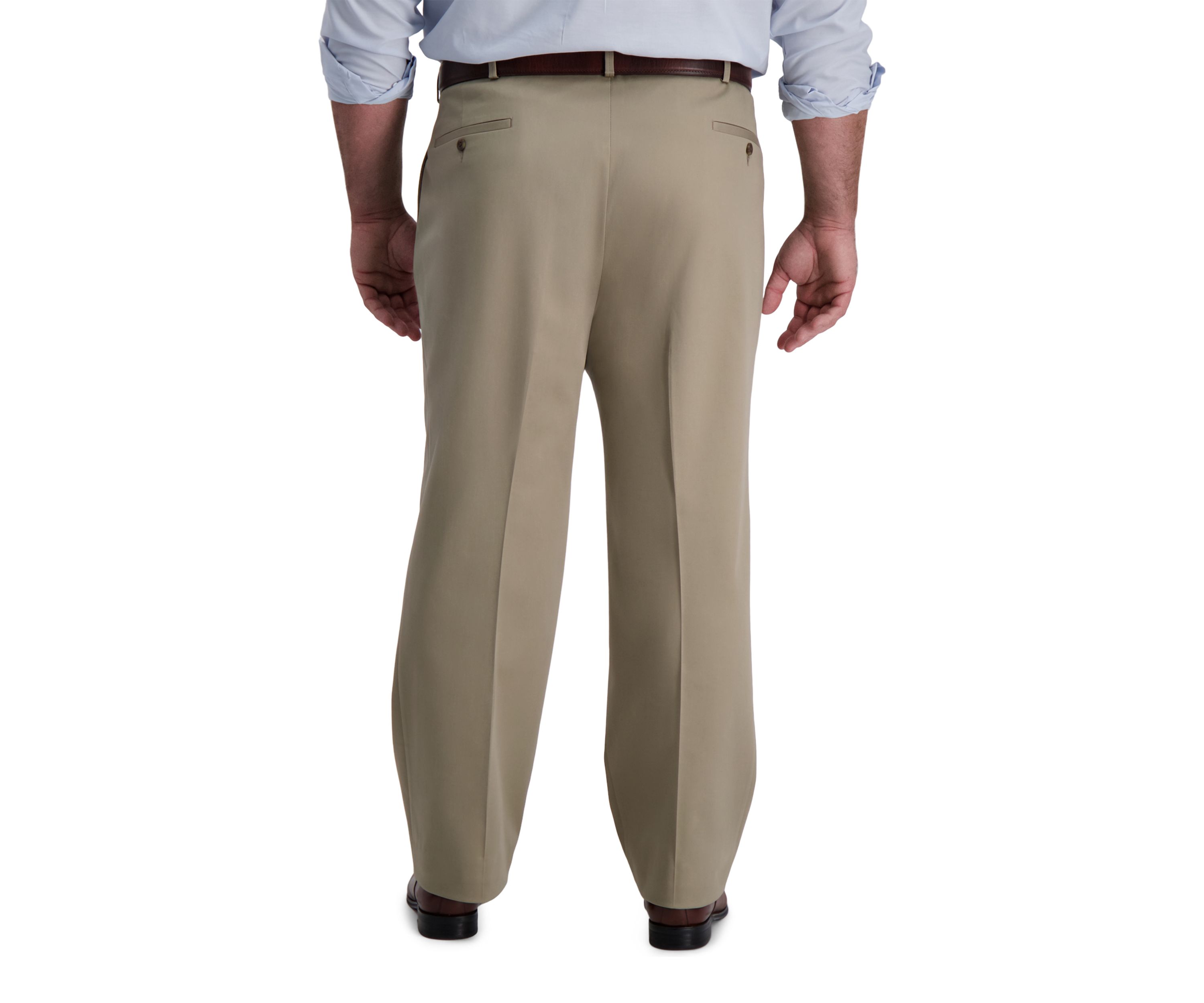 Big & Tall Iron Free Premium Khaki Classic-Fit Pleat Front Hidden Comfort Waistband Casual Pants