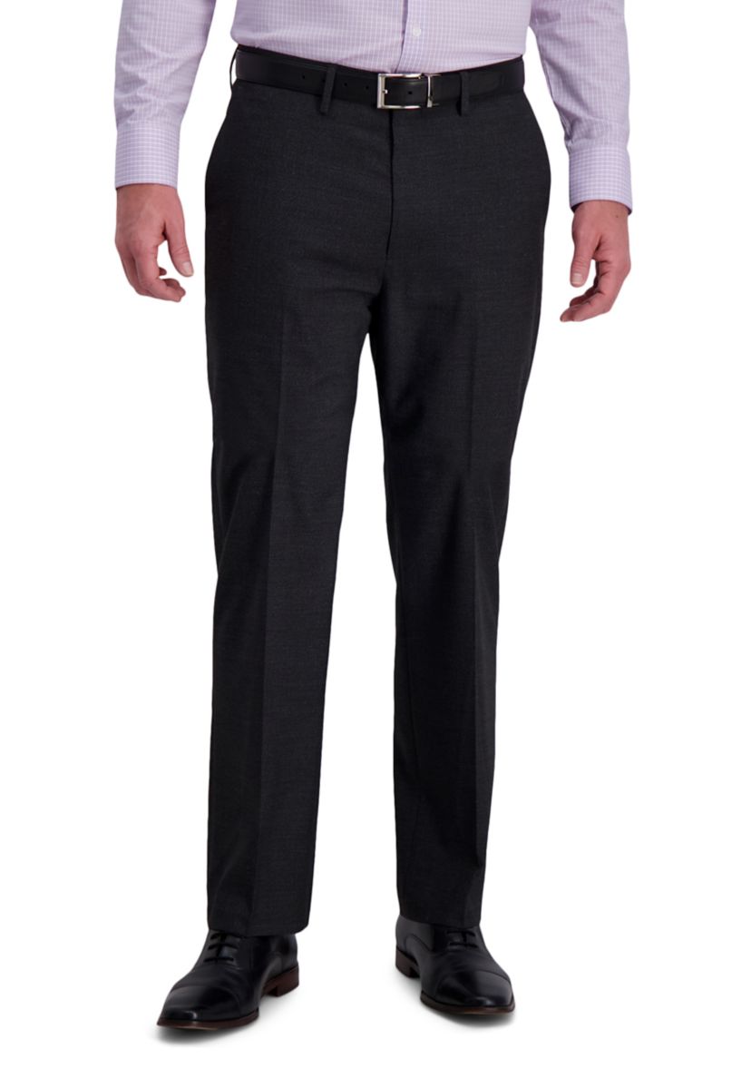 Textured Grid 4-Way Stretch Classic Fit Flat Front Dress Pants