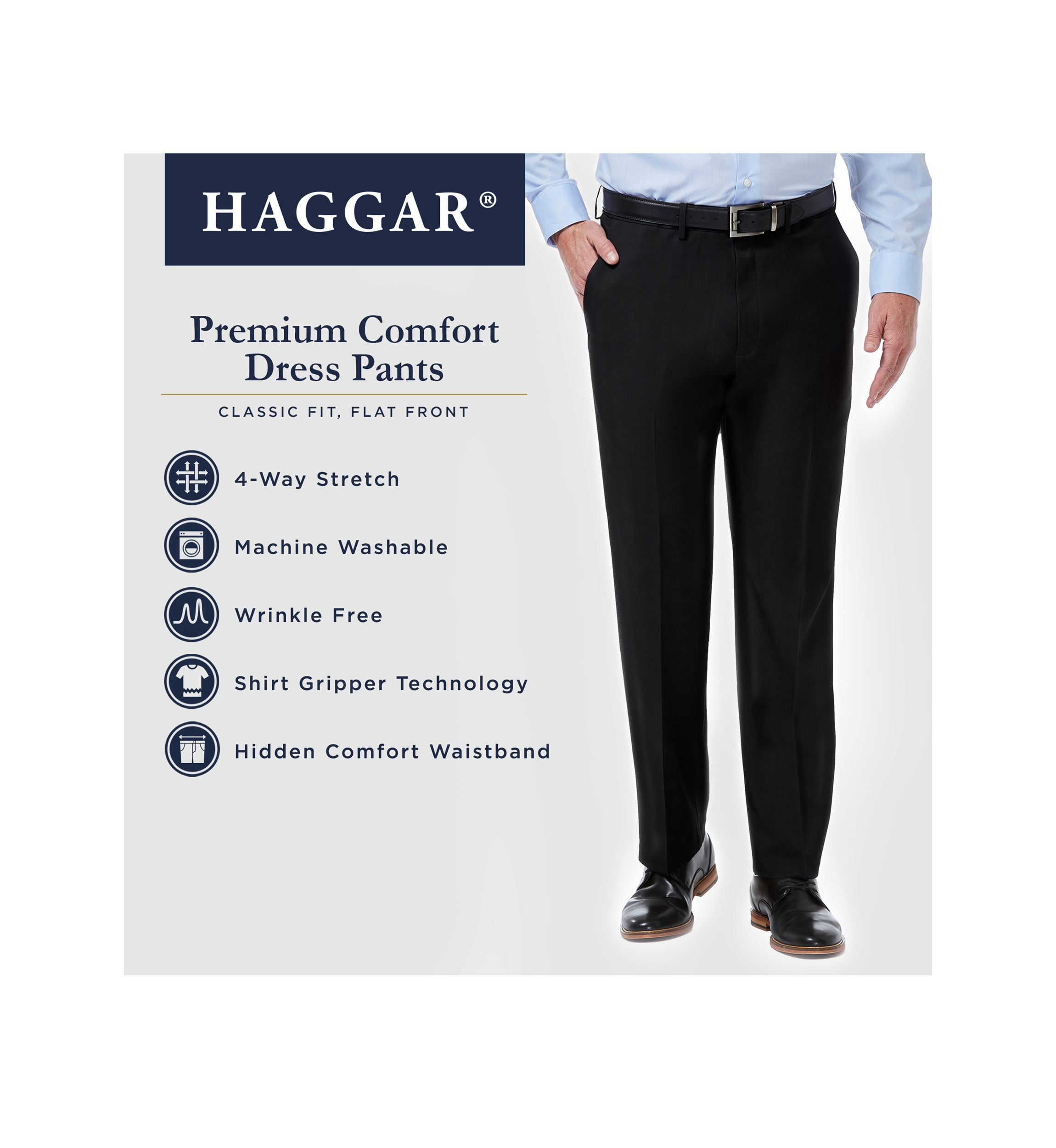 Premium Comfort Fit Flat Front Dress Pants