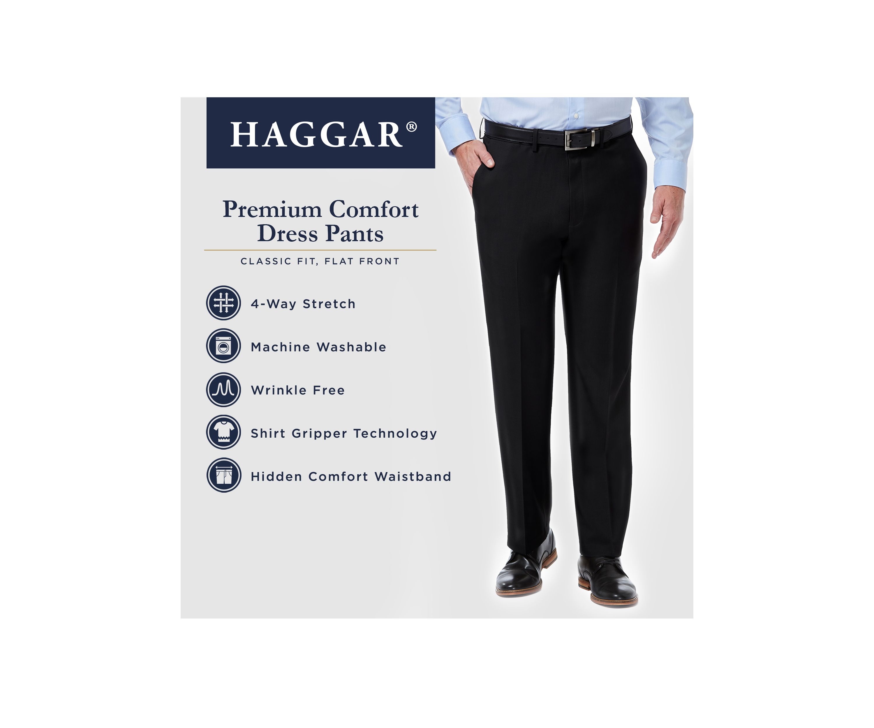 Premium Comfort Fit Flat Front Dress Pants