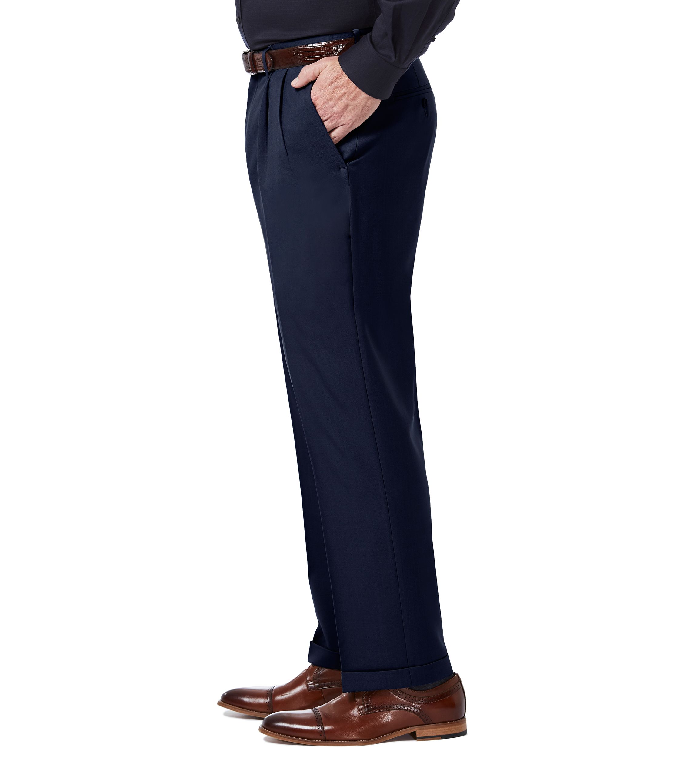 Premium Comfort 4 Way Stretch Classic Fit Pleat Dress Pants