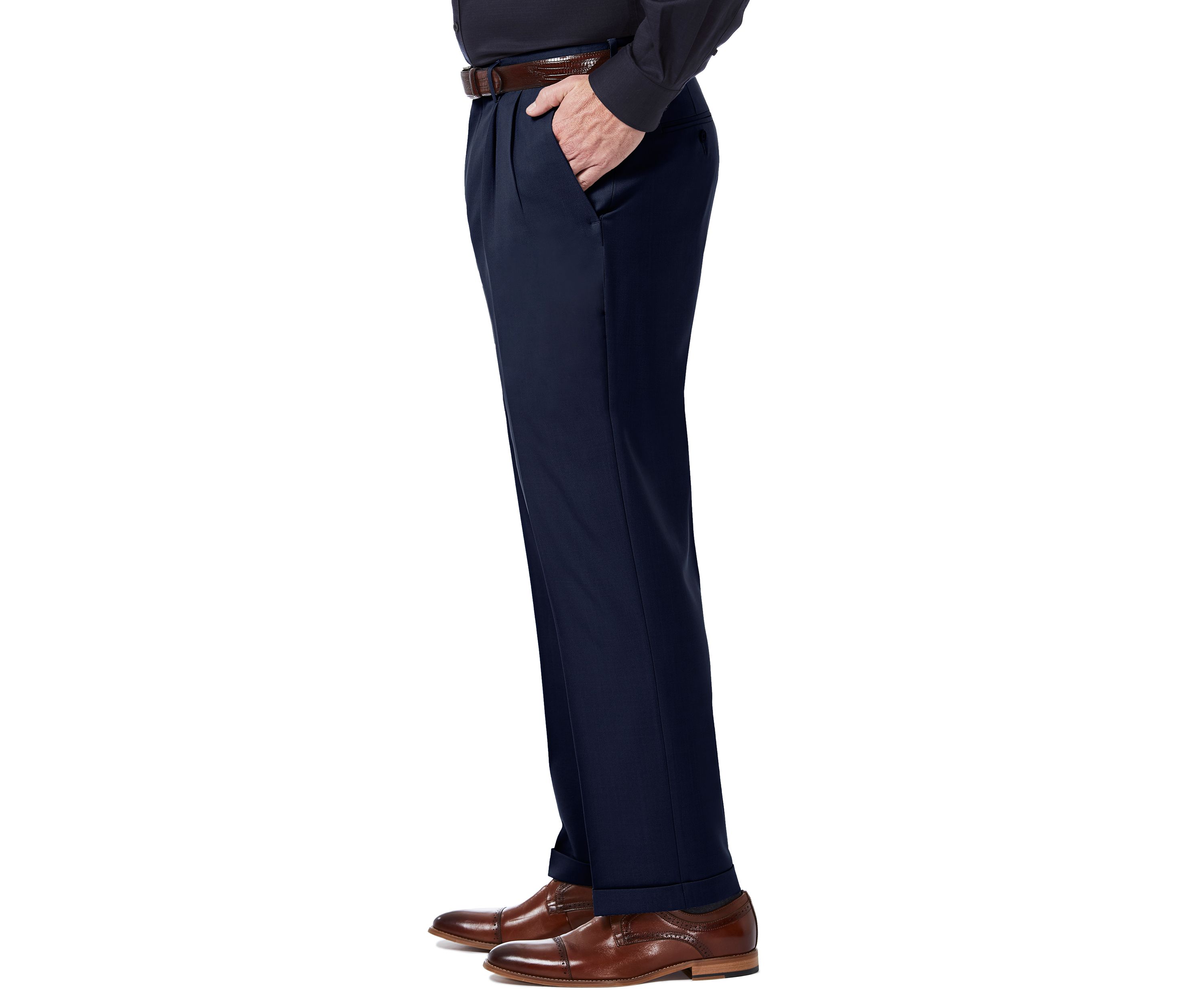 Premium Comfort 4 Way Stretch Classic Fit Pleat Dress Pants