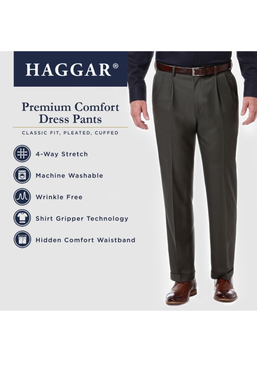 Premium Comfort 4 Way Stretch Classic Fit Pleat Dress Pants