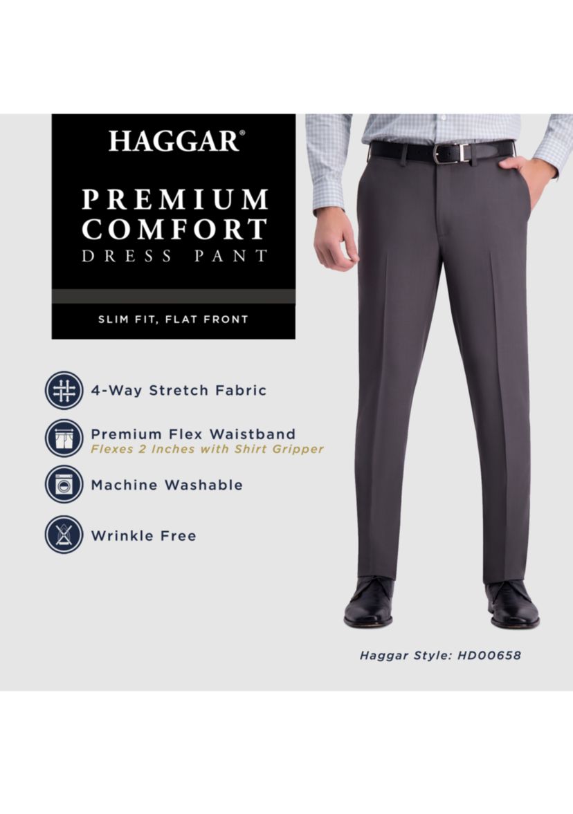 Haggar Premium Comfort 4-Way Stretch Slim Fit Flat Front Dress Pants