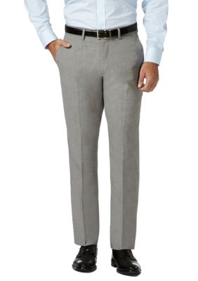 Haggar Men's 4 Way Stretch Slim Fit Super Flex Waistband Flat Front Dress Pants, Grey, 38 x 30